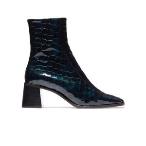L’intervalle shiny croc square toe block heeled ankle boot
